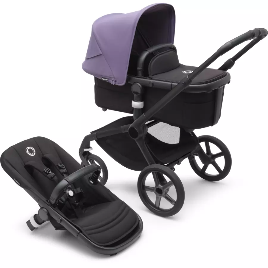 bugaboo Kinderwagen Fox 5 mit Liegewanne und Sitz BlackAstro Purple