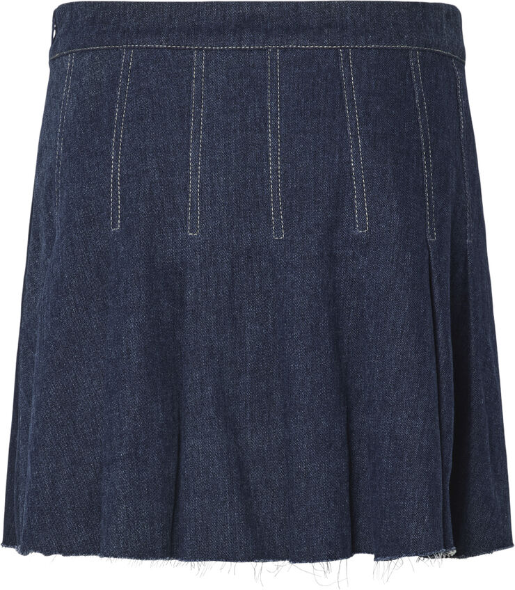 Pieces PCFABIA SHORT PLISSE DENIM SKIRT D2 Blå