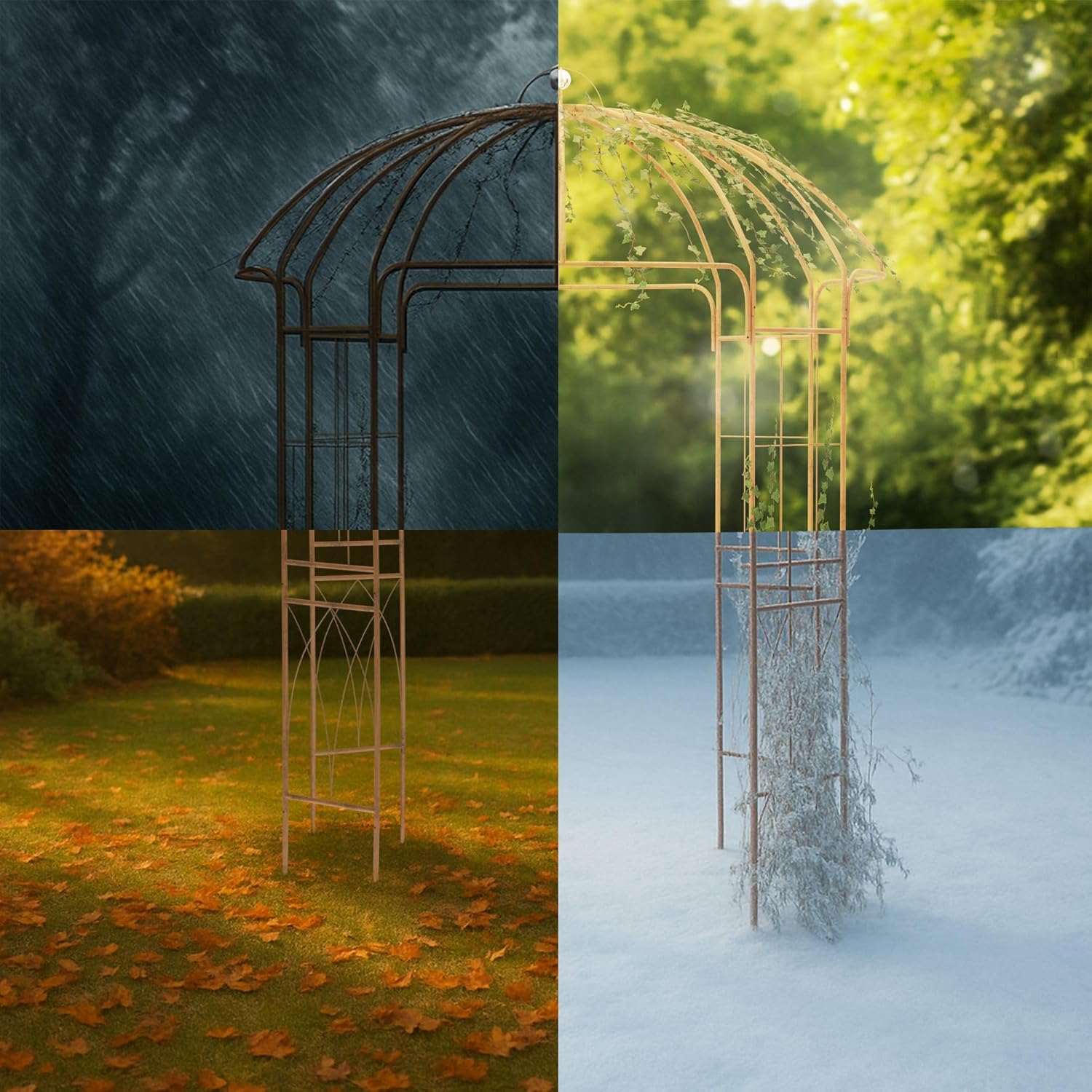 CLP Gartenpavillon wetterfest Keira, Rosenbogen mit Rankhilfe, 270x200 cm, Stahlgestell pulverbeschichtet, stabil & dekorativ für Terrasse, Farbe:braun
