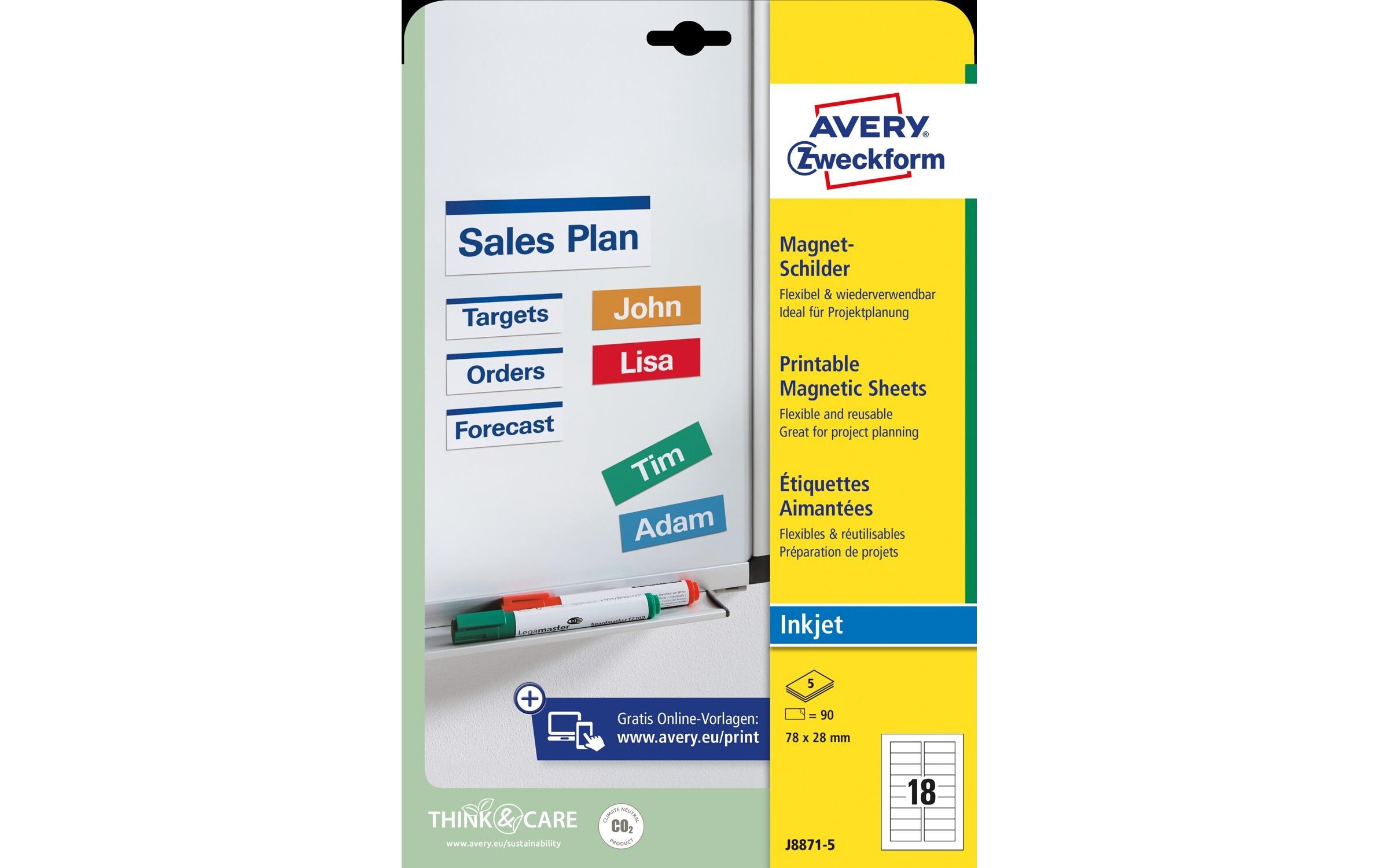 Magnet-Schilder 78 x 28 mm, 5 BlattMagnetische Schilder für White Boards