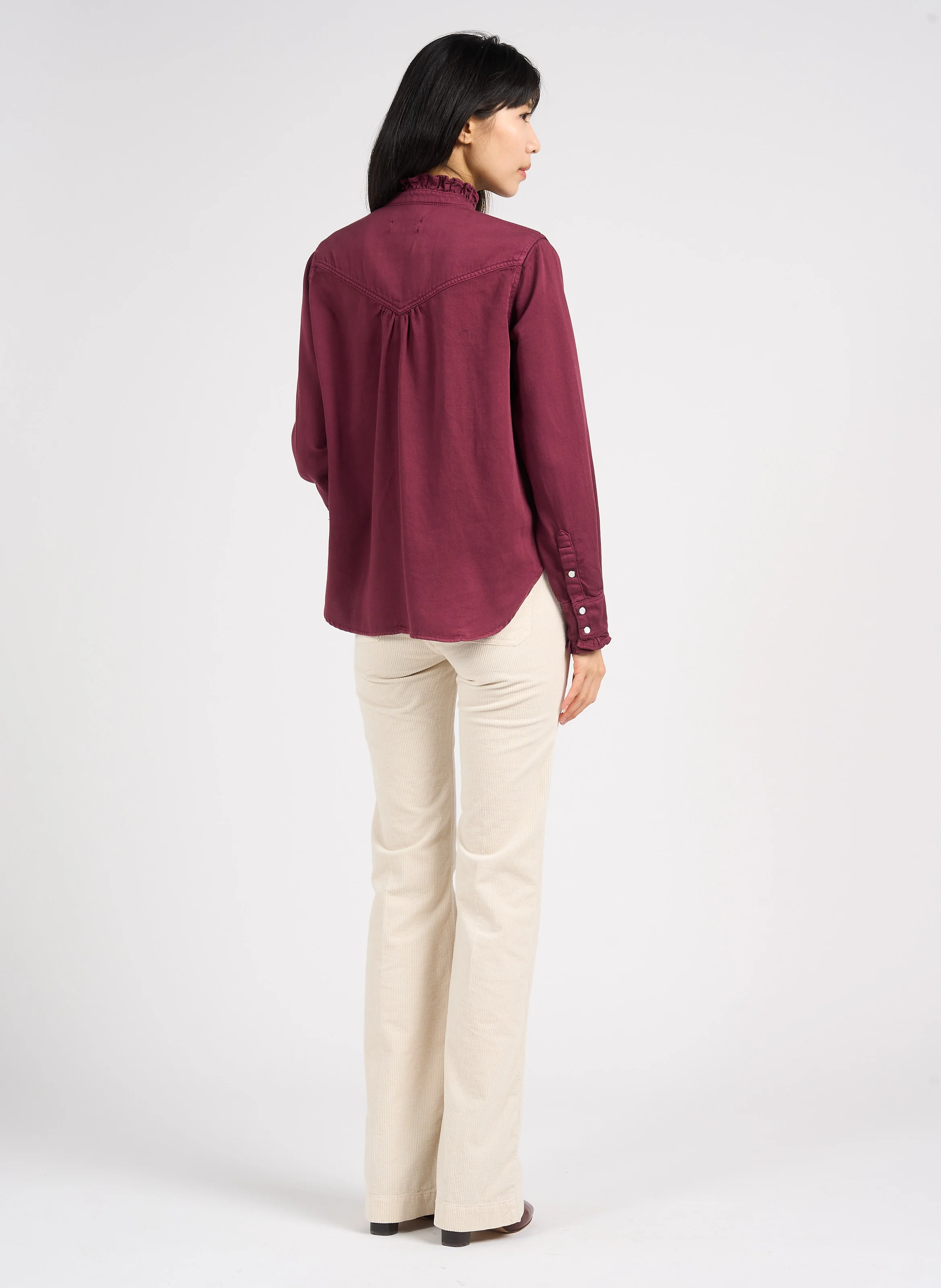 Pantalon patte d'eph en coton mélangé | Blanc