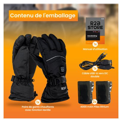 R2B Gants chauffants rechargeables - étanches - gants à écran tactile Hommes et femmes