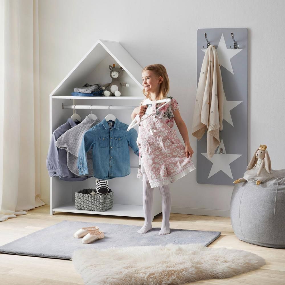 Kinderkleiderschrank Lia Weiß MDF ca. 84x136x36 cm