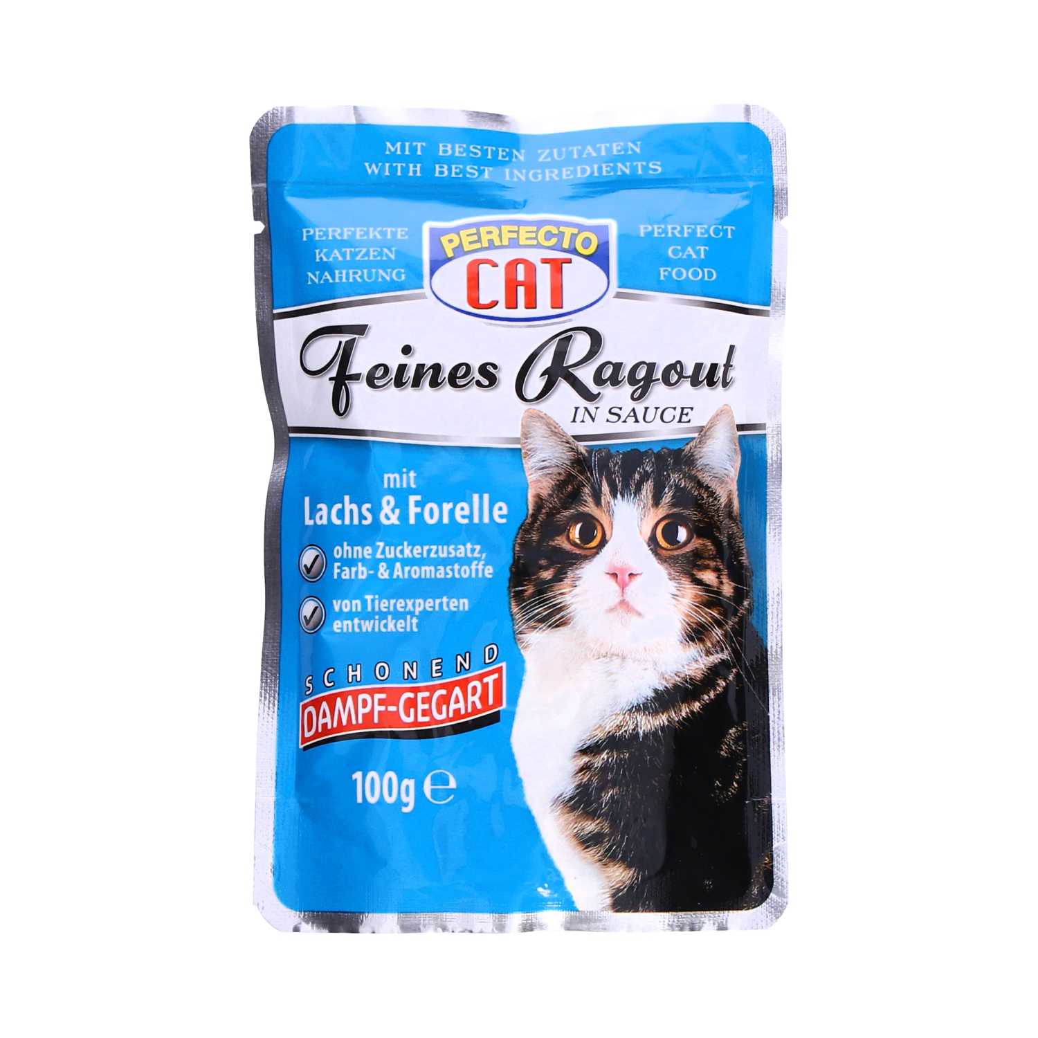 Perfecto Cat Feines Ragout Katzenfutter 100 g Beutel Lachs