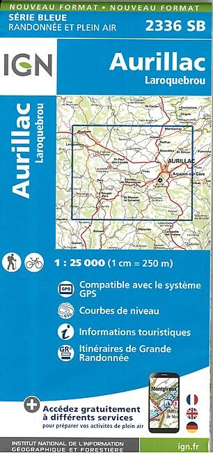 IGN - 2336 SB AURILLAC LAROQUEBROU 1 25 000