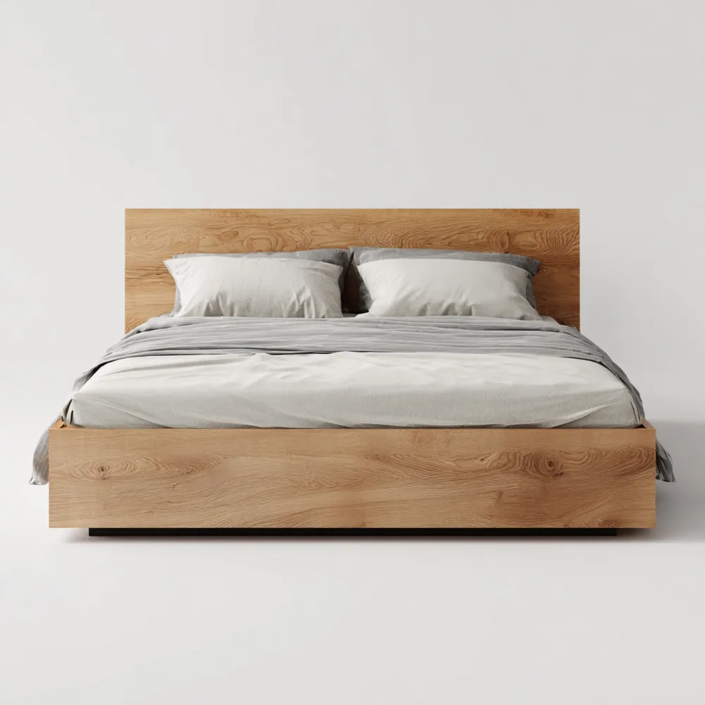 Holzbett Eiche 200x180 cm mit Bettwäsche