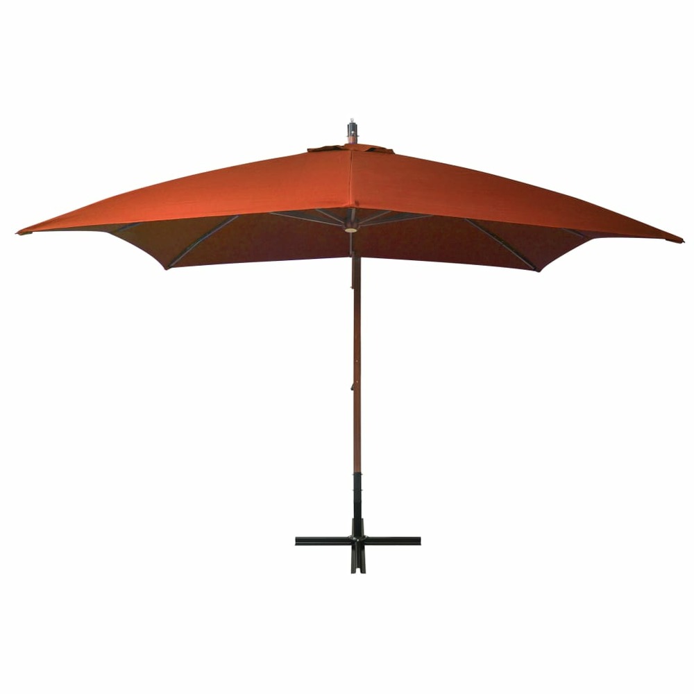 Parasol suspendu avec mât 3 x 3m bois de sapin massif orange