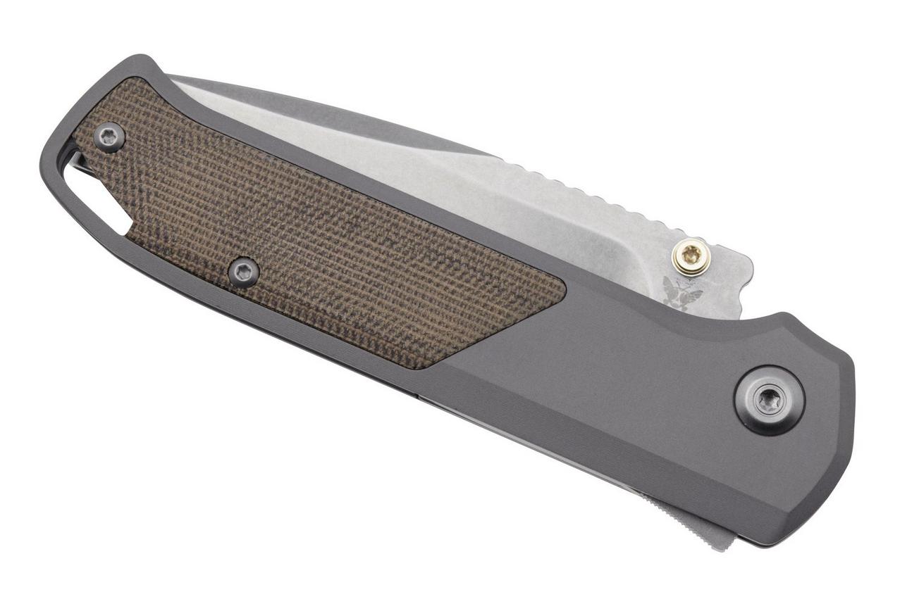 Flytanium Arcade Shark-Lock 1255 Stonewashed, Gunmetal Grey Aluminum, Green Canvas Micarta Inlay, zakmes