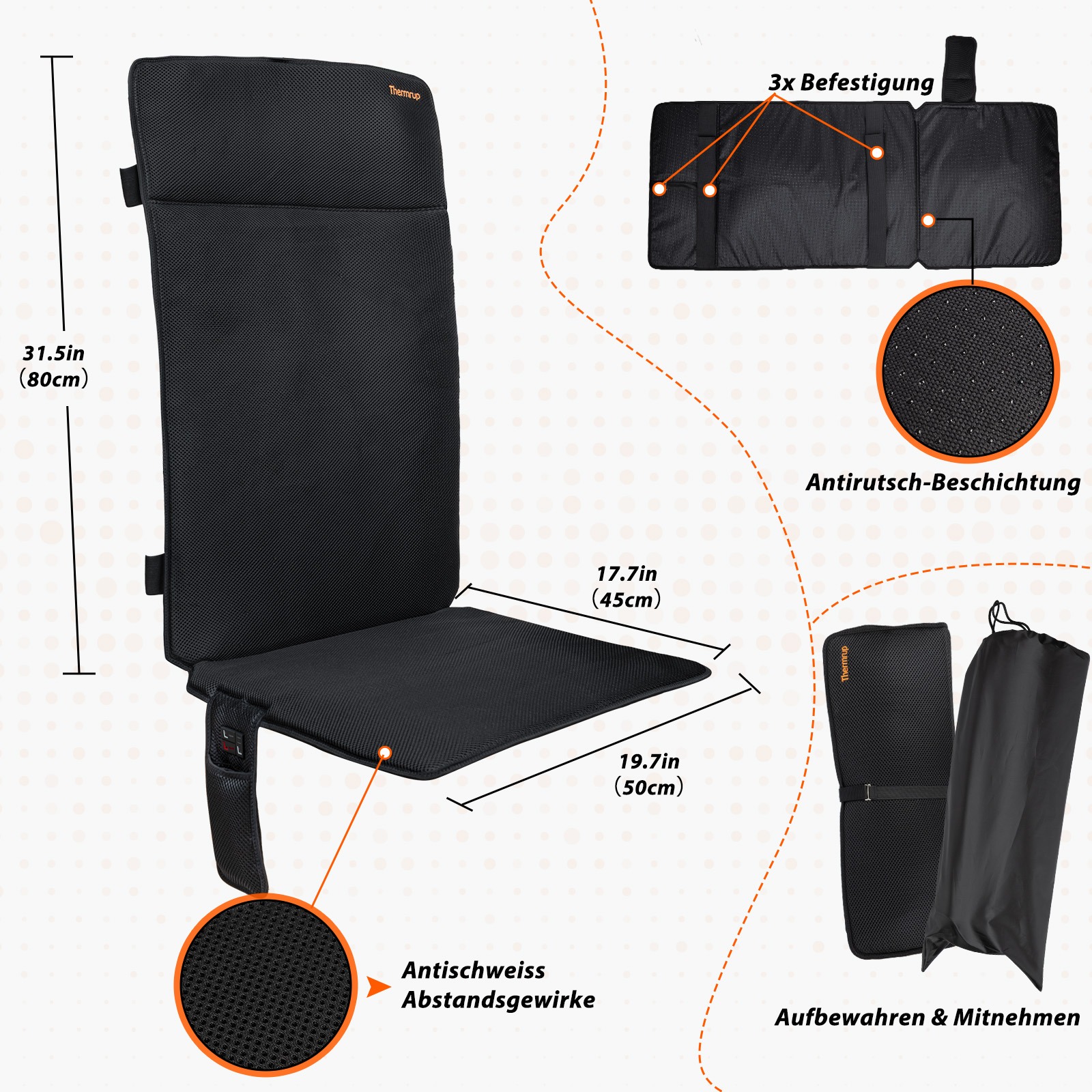 Thermrup XL verwarmd zitkussen - 50 x 125 cm