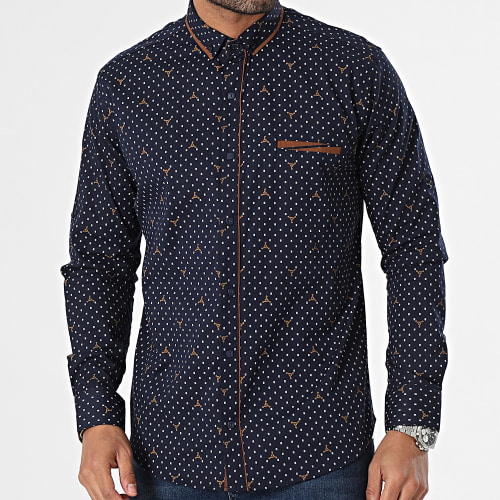 Chemise Manches Longues Bleu Marine