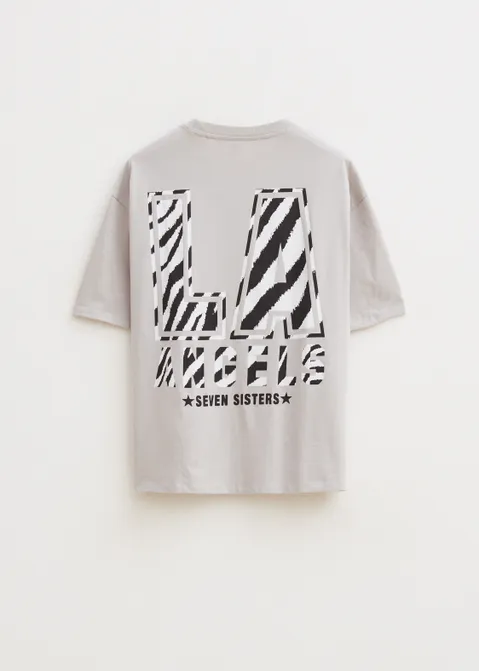 T-shirt met print LA grijs (GRS.L)