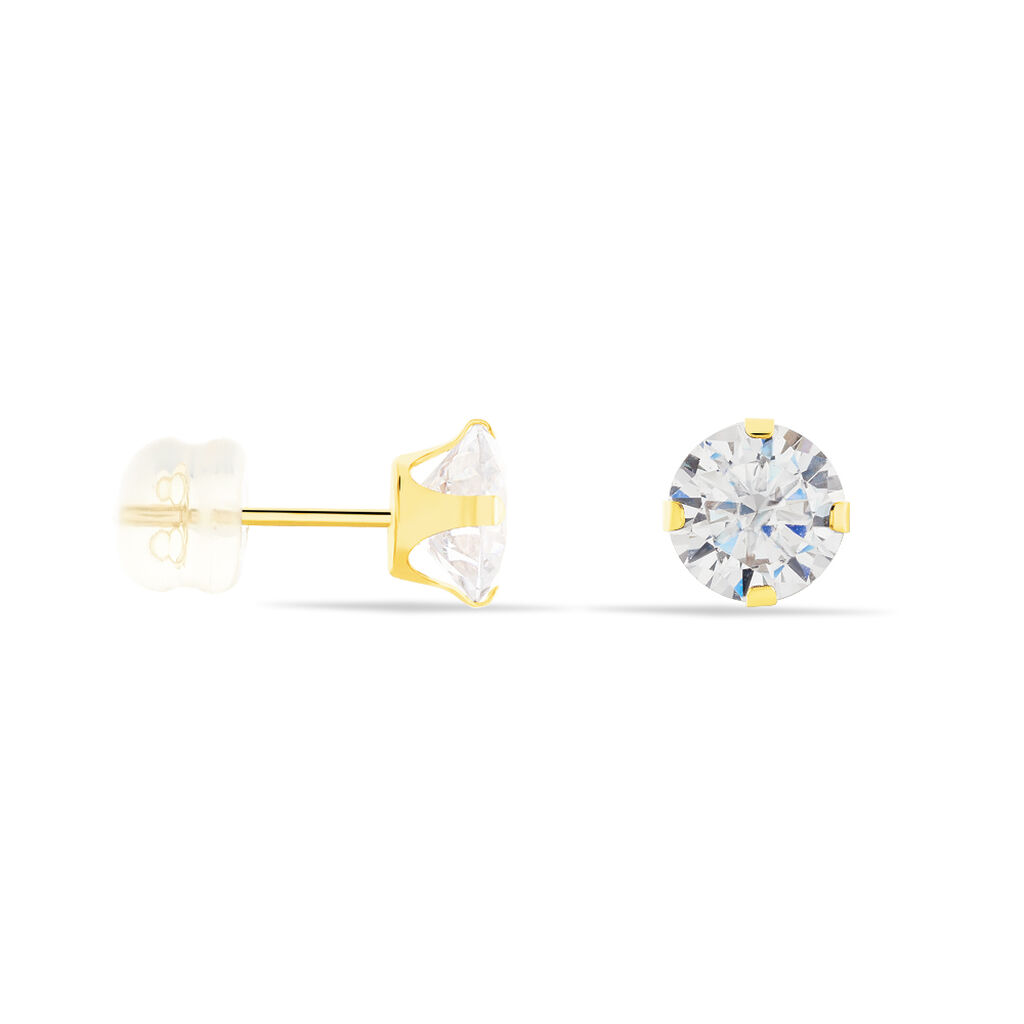 Boucles D'oreilles Puces Eddie Or Jaune Oxyde De Zirconium