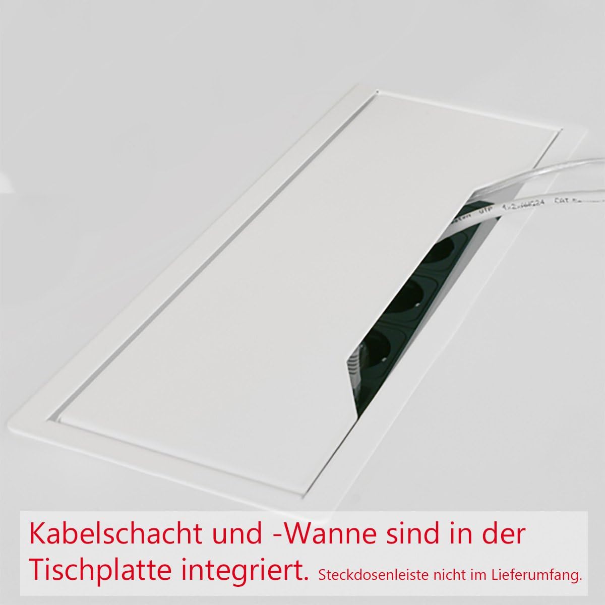 Weber Büro Easy Konferenztisch 240x120 cm Weiß mit ELEKTRIFIZIERUNG Besprechungstisch Tisch, Gestellfarbe:Silber