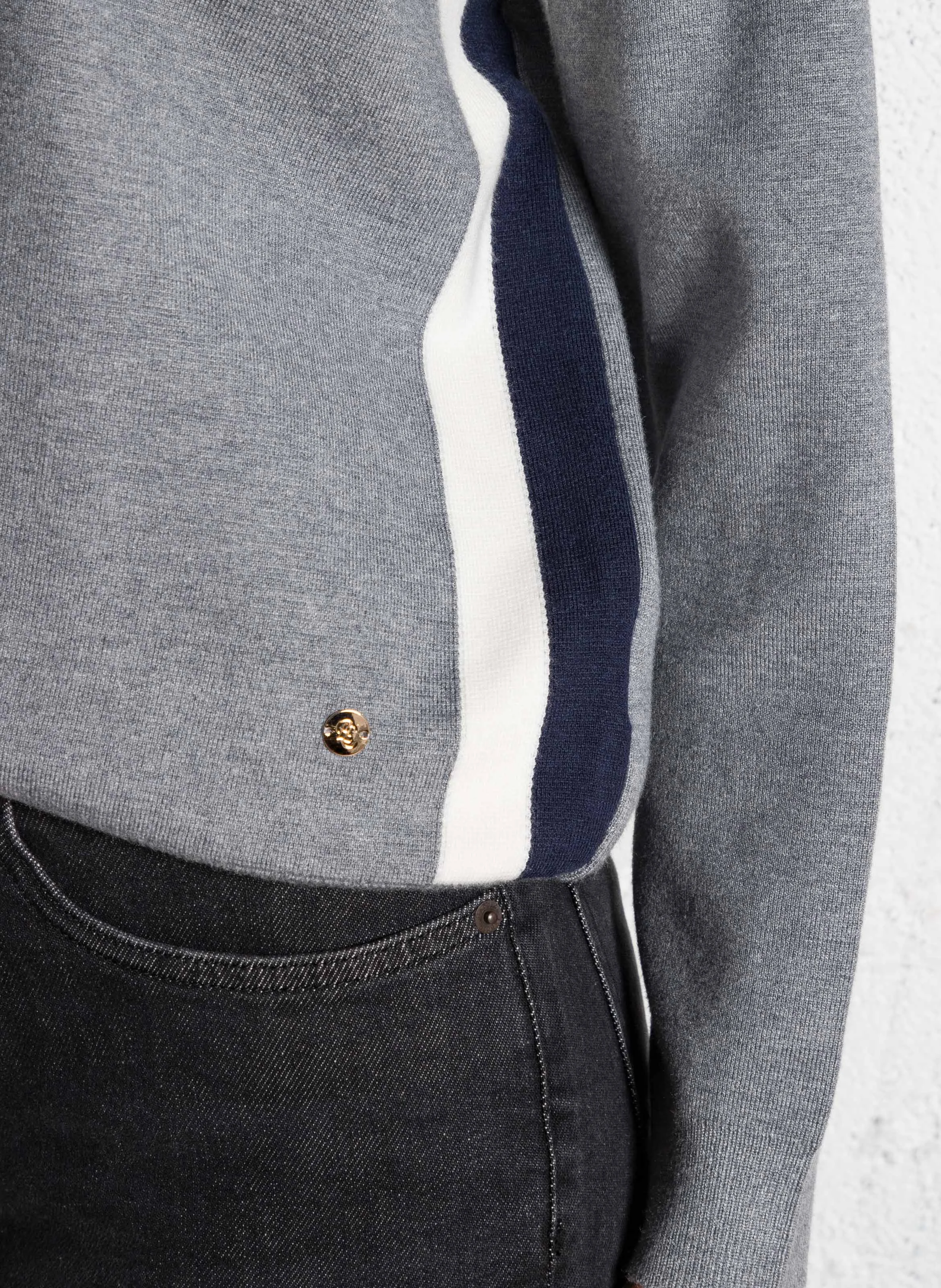 MIRAY - Pull ample à bandes| Gris