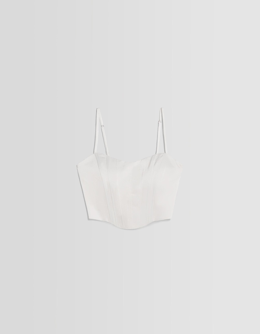 Top corset de cetim com alças