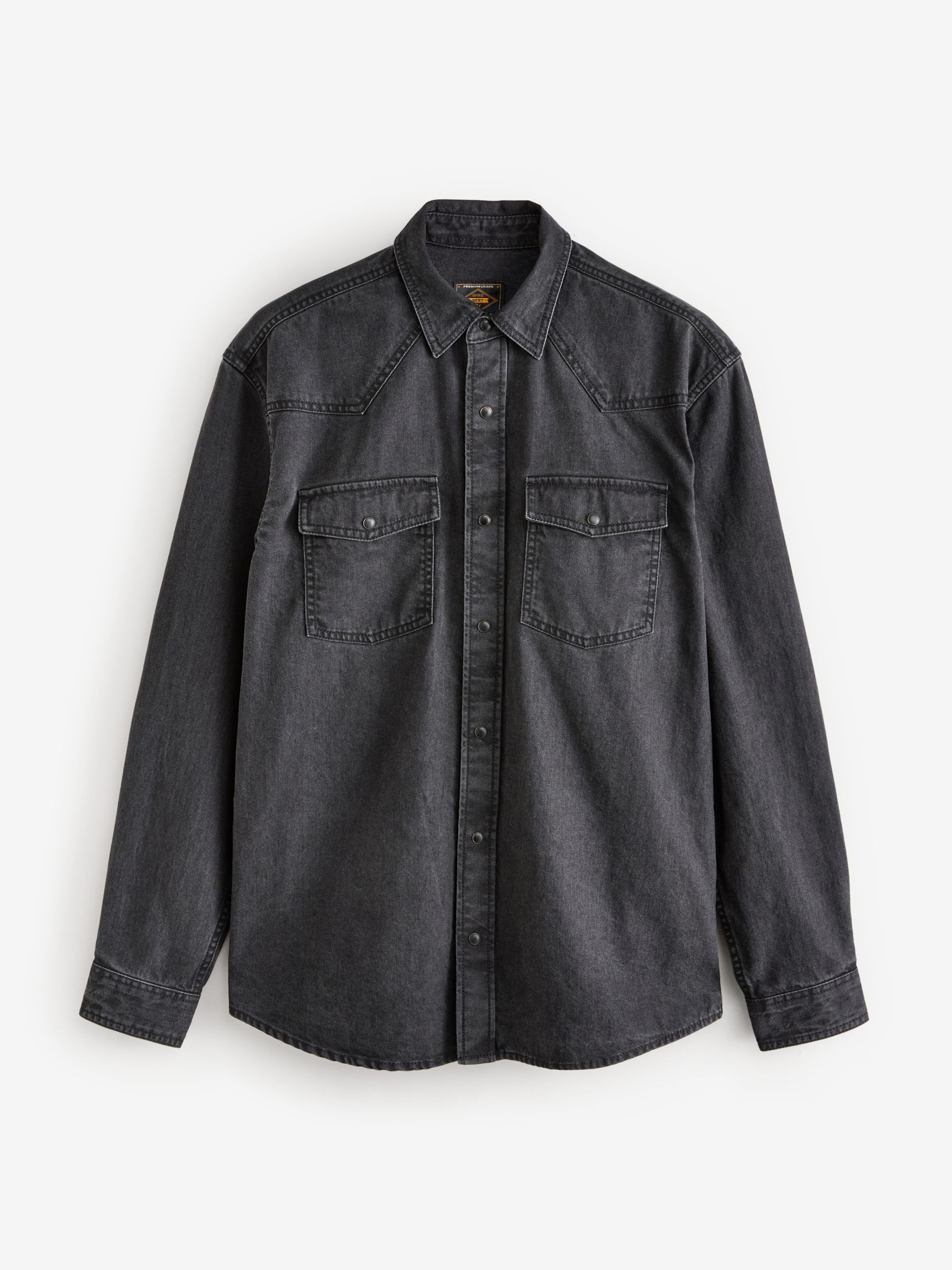Zwart - Denim Western 100% Cotton Long Sleeve Shirt