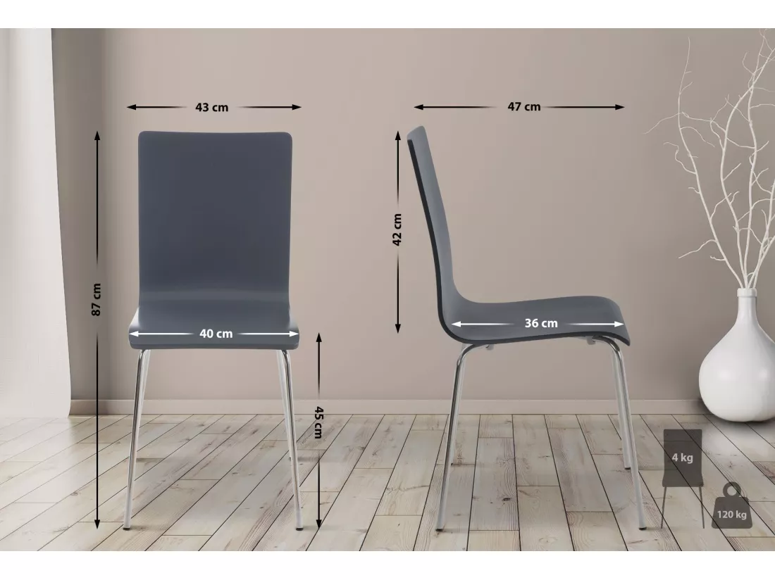 Lot de 8 Chaise de conférence - Bois & Antique - Gris - PEPE