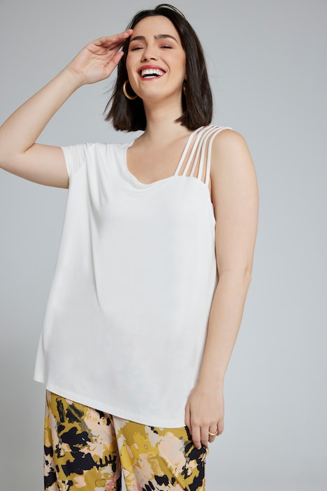 T-Shirt, Classic, asymmetrischer Ausschnitt, Cup-Ärmel