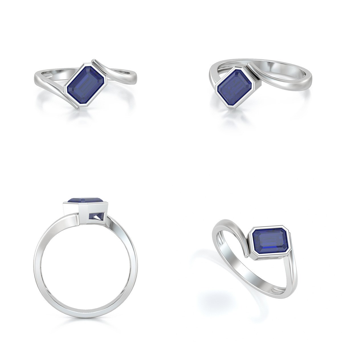 Bague ADEN Or 585 Blanc Saphir 2.26grs