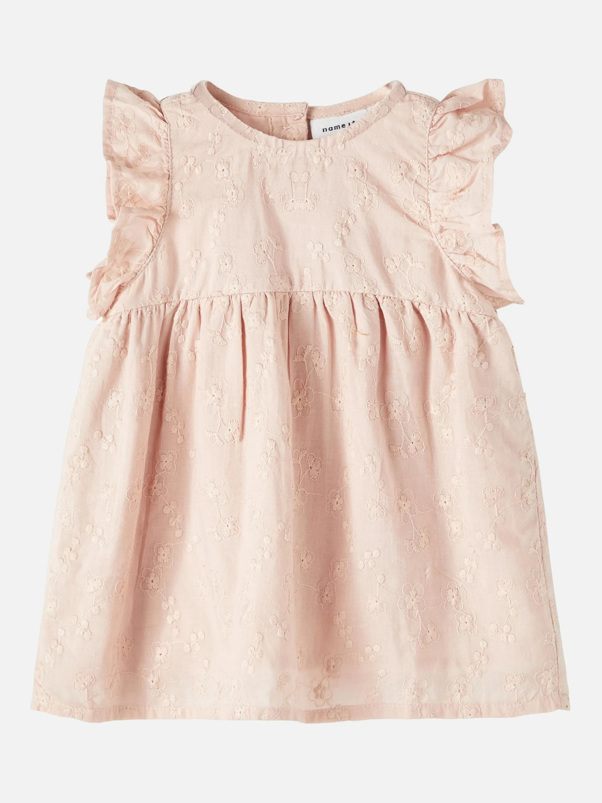 Mädchen Kleid mit Stickerei und Flügelärmelchen