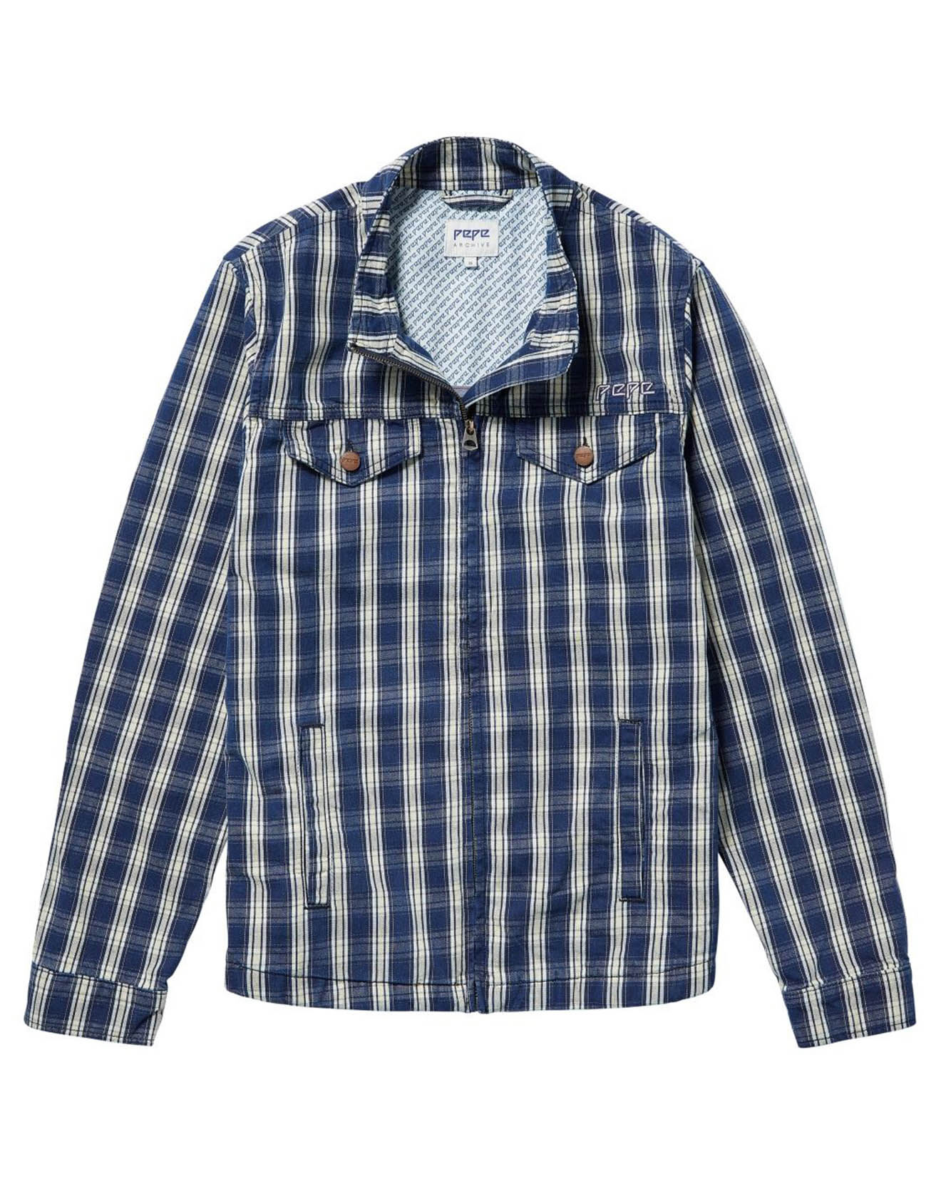 Pepe Jeans Veste à carreaux Com Archive à carreaux bleue