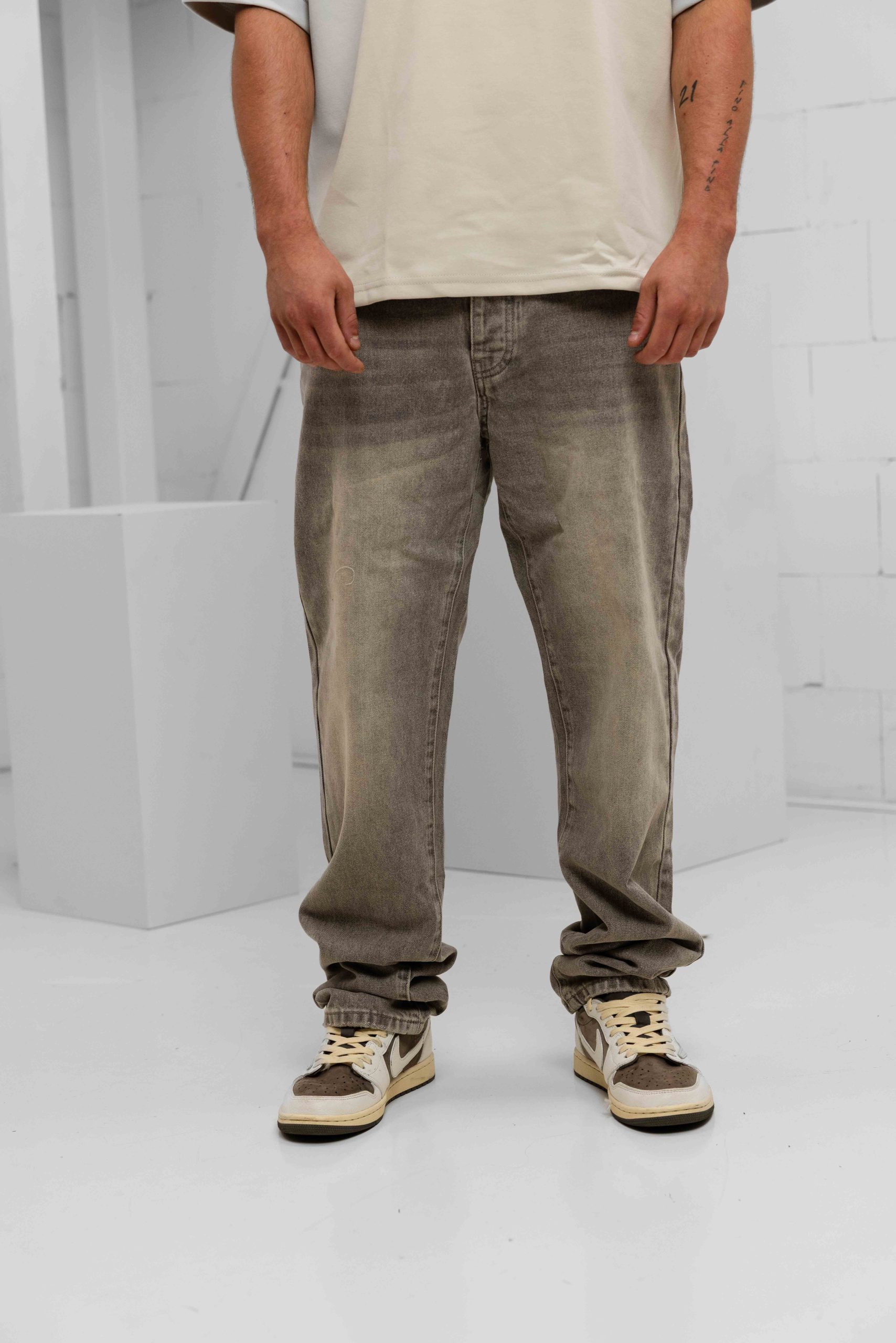 Project x Paris Loose Jeans Heren Lichtgrijs