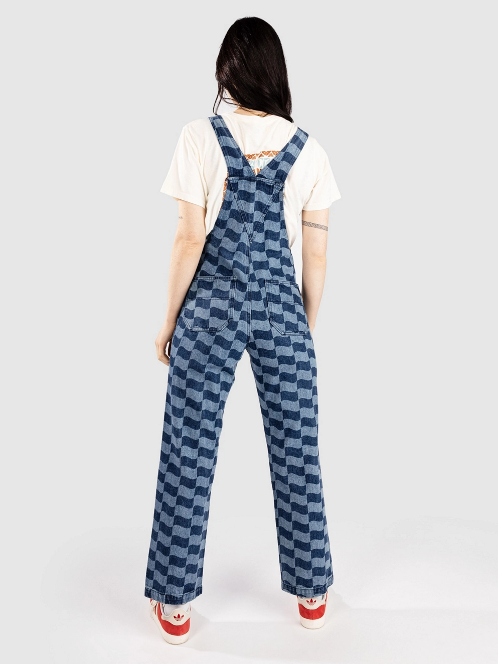 Santa Cruz Classic Label Denim Dungarees blue wave check