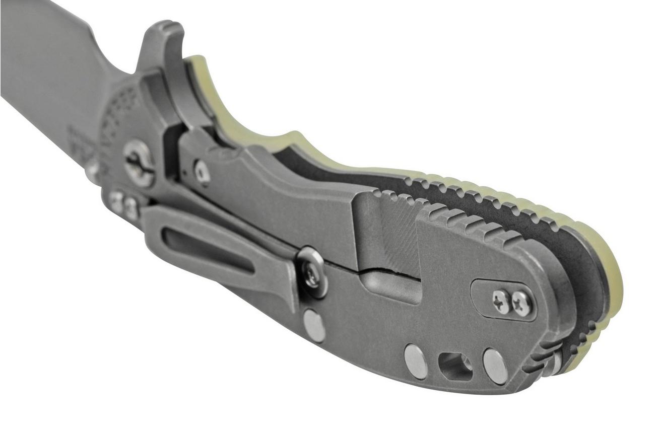 Rick Hinderer XM-24 4.0, S45VN Spanto Working Finish, Translucent Green G10, zakmes