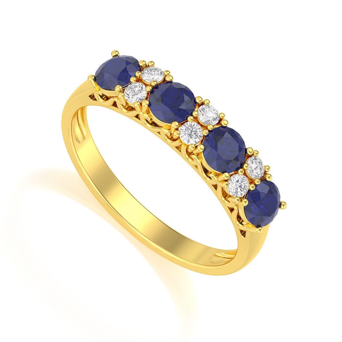 Bague ADEN Or 585 Jaune Saphir et diamants 2.650grs