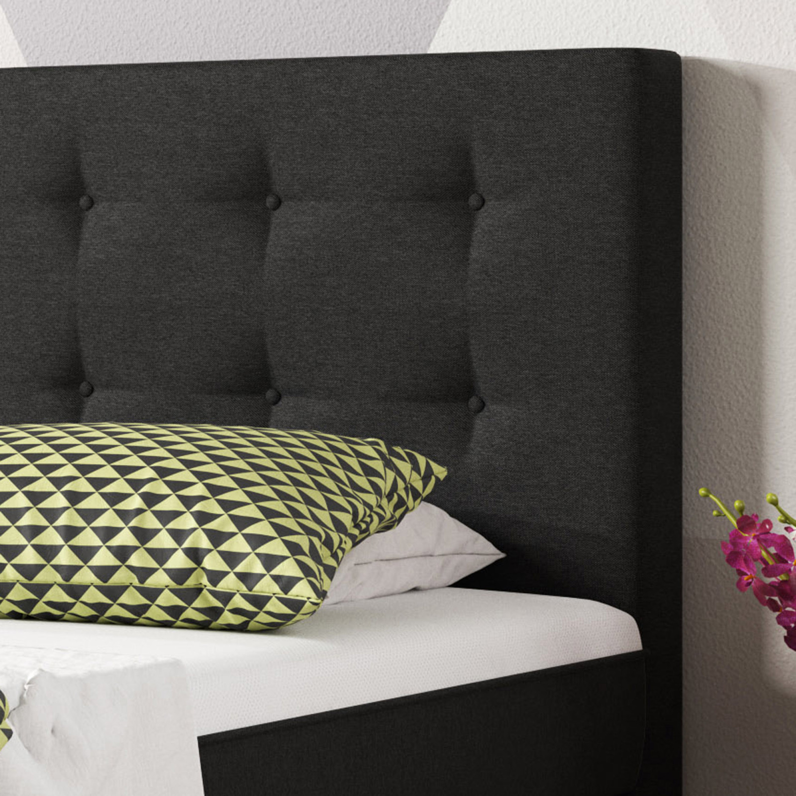 Boxspringbett - schwarz - H3 - 90x200 cm