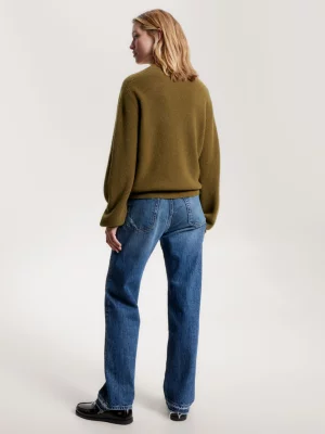 Suéter de lã e cashmere com textura canelada e modelagem relaxada