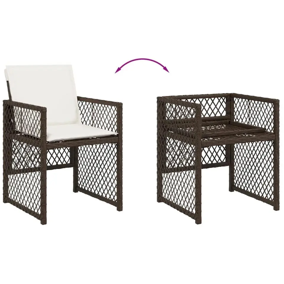 vidaXL - 5-delige Tuinset wit kussens - Bruin - PE rattan en staal - 110x106 cm