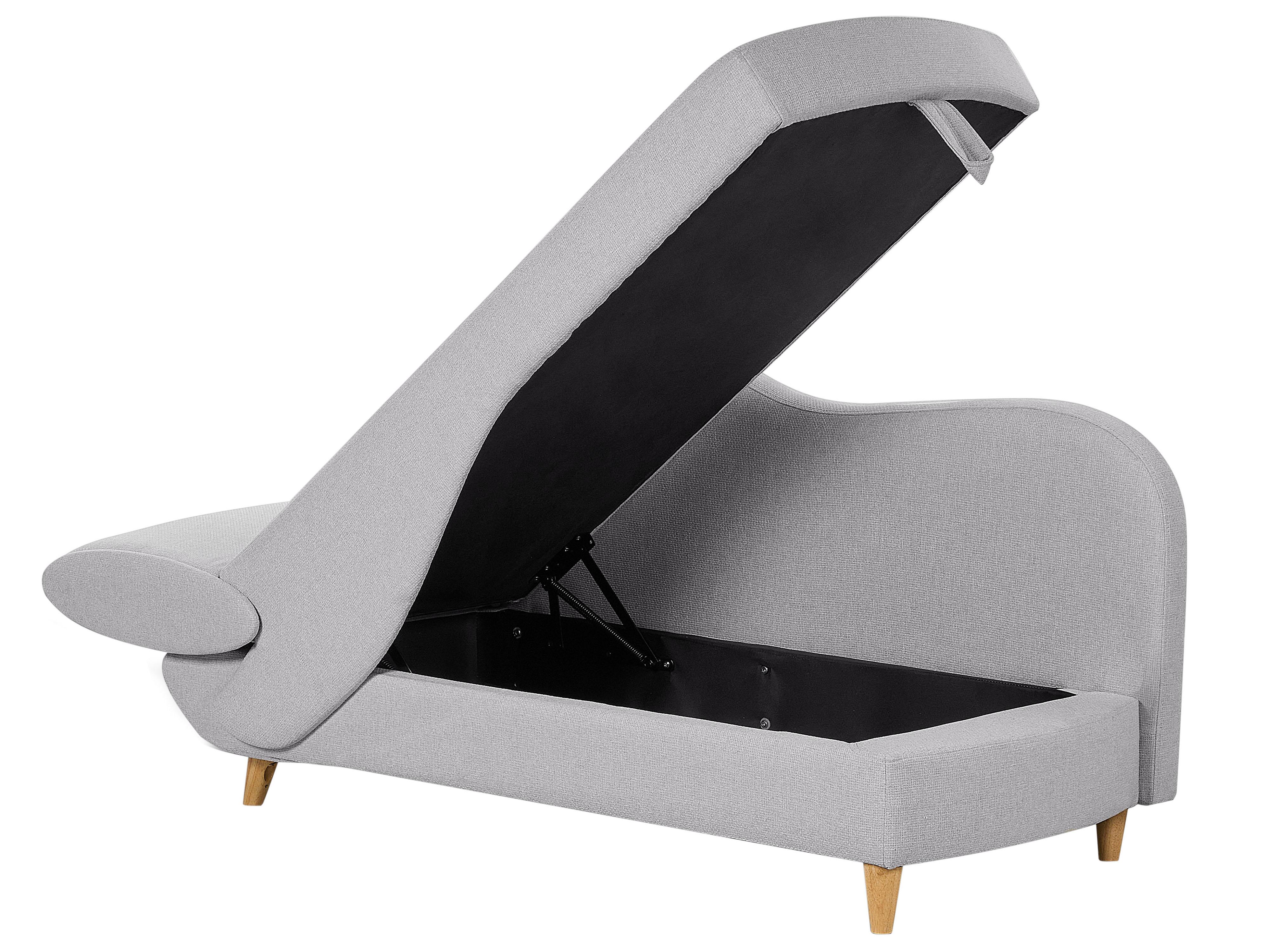 Linkszijdige chaise longue MERI Kunstlinnen Lichtgrijs met opbergruimte