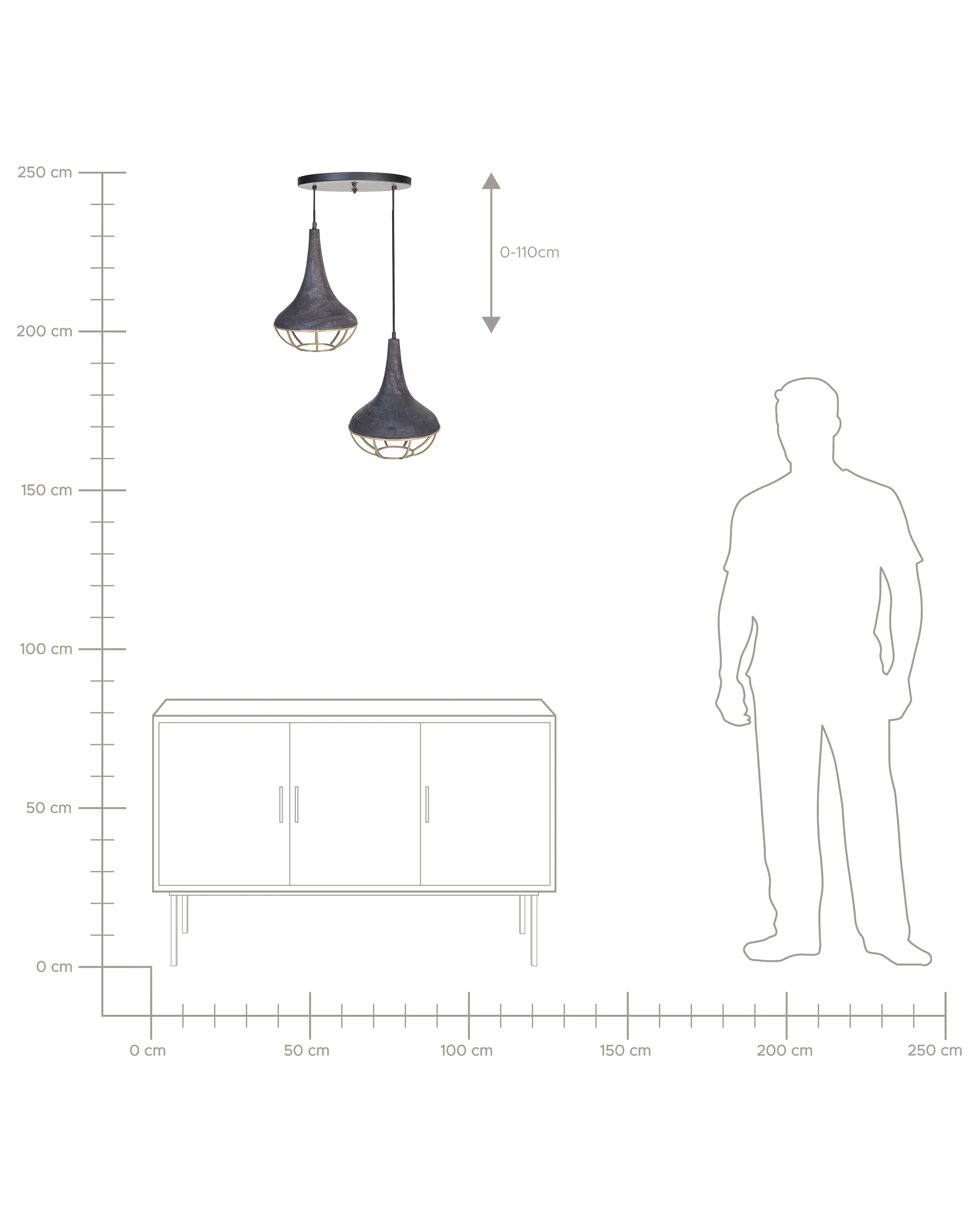 Hanglamp BAGMATI Mangohout Zwart
