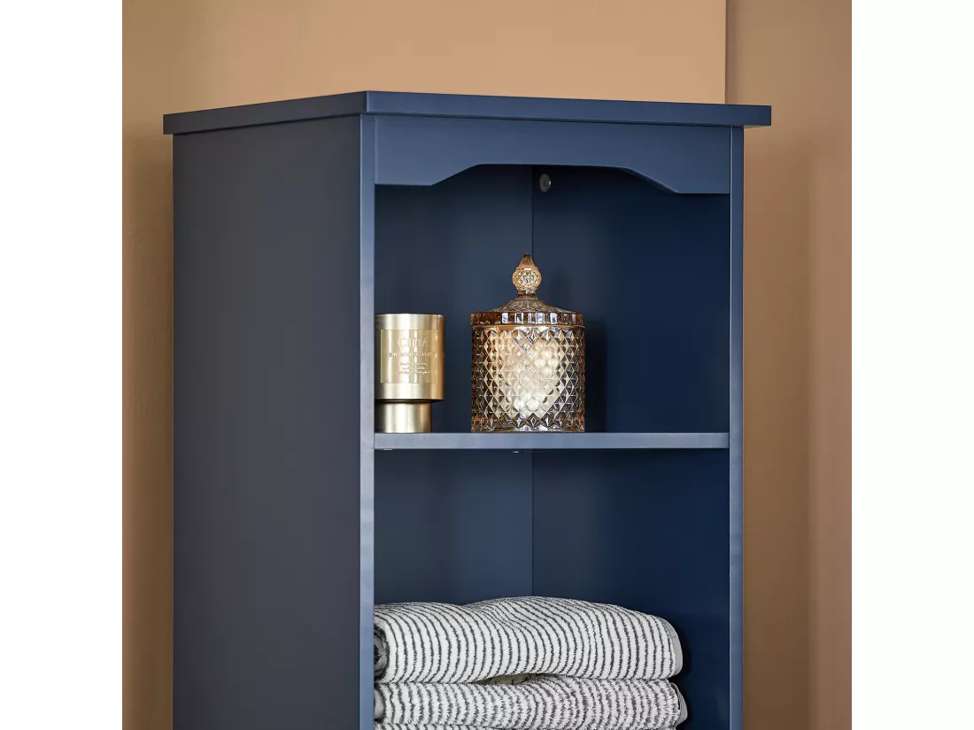 SoBuy BZR112-B Meuble Colonne de Salle de Bain, Armoire Haute, Étagère de Rangement, Placard de Rangement, Colonne de Rangement Bleu foncé