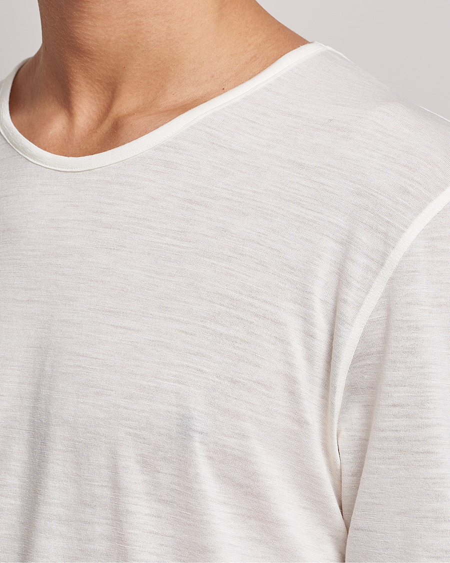 Zimmerli of Switzerland Wool/Silk Long Sleeve T-Shirt Ecru