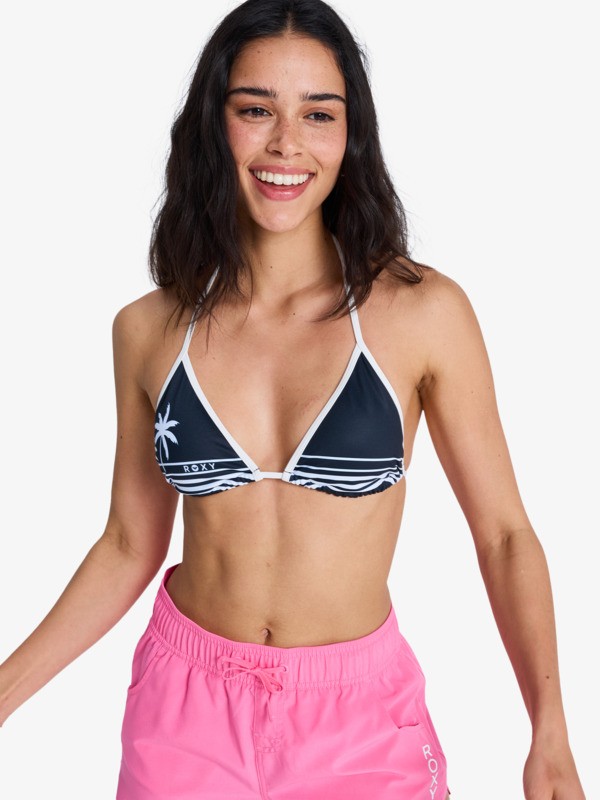 The Retro Essentials Tiki Tri Haut de bikini triangle Noir Femme