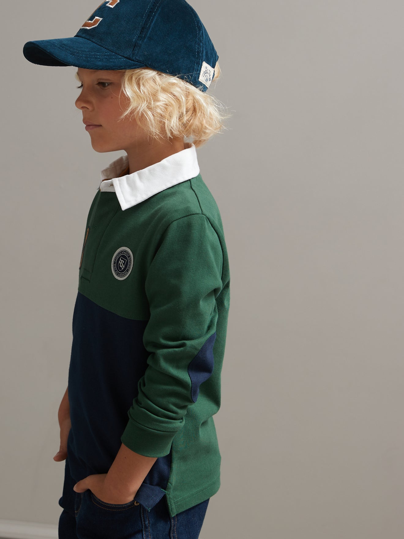 Polo-rugby colorblock Garçon - Coton biologique