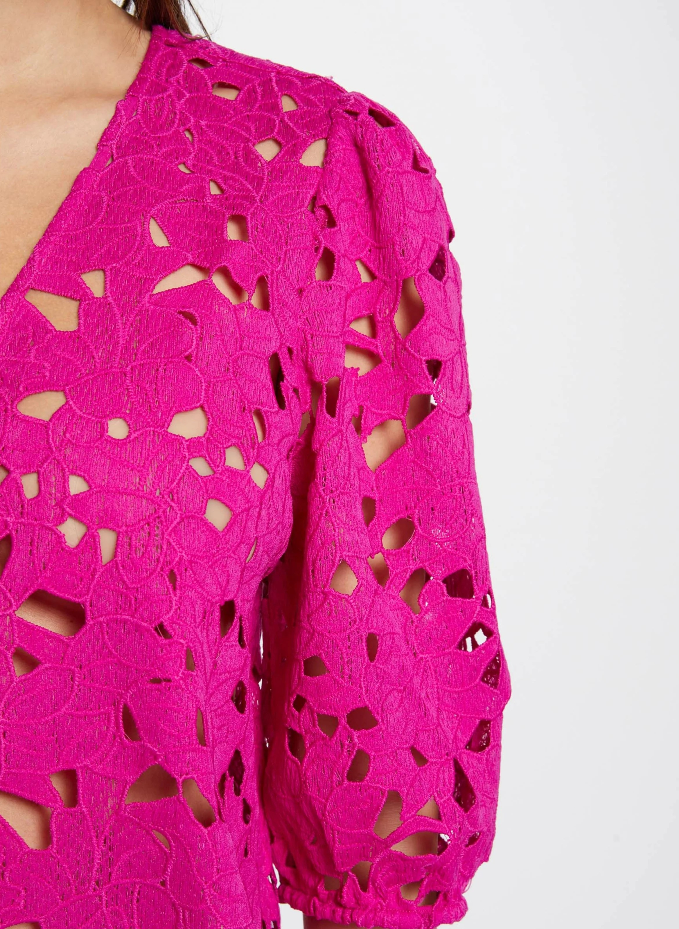 CHEB - Chemise manches 3/4 en dentelle| Rose