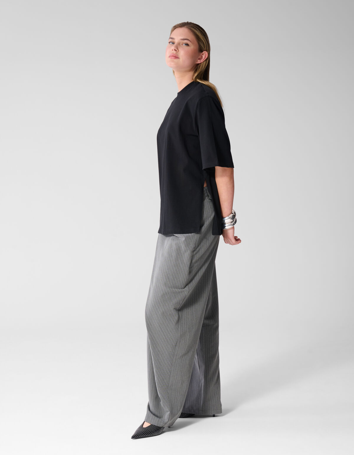 Split T-shirt Zwart