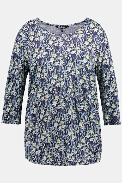 Bellieva-T-Shirt, elastische Raffung, Rundhals, Halbarm