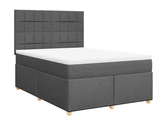 Sommier à lattes de lit avec matelas Gris foncé 140x190cm Tissu