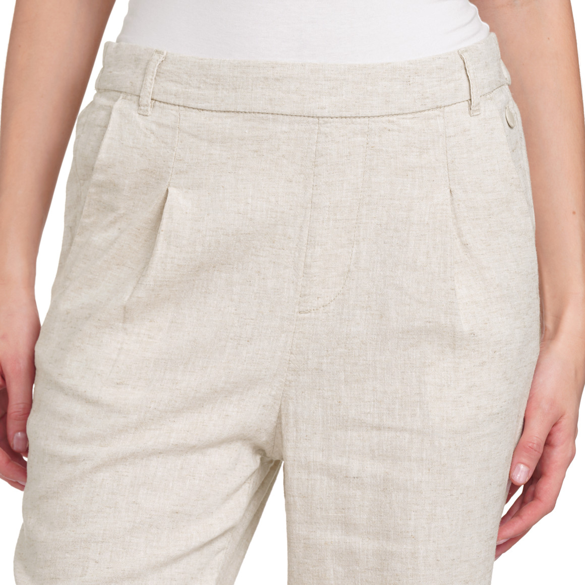 Gina Collection Damen Leinen-Jogpants in Unifarben creme