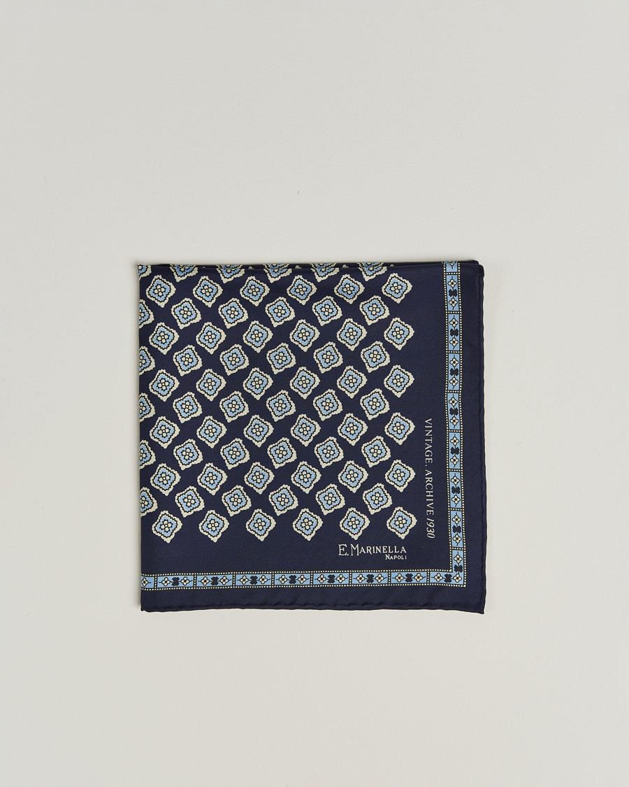 E. Marinella Archivio Silk Pocket Square Navy