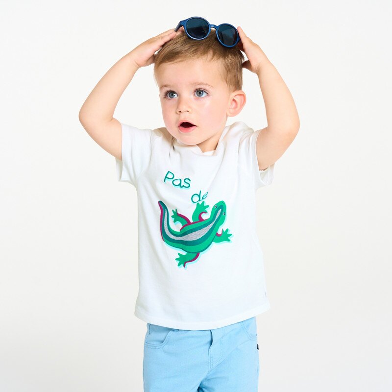 T-shirt lézard blanc bébé garçon Blanc
