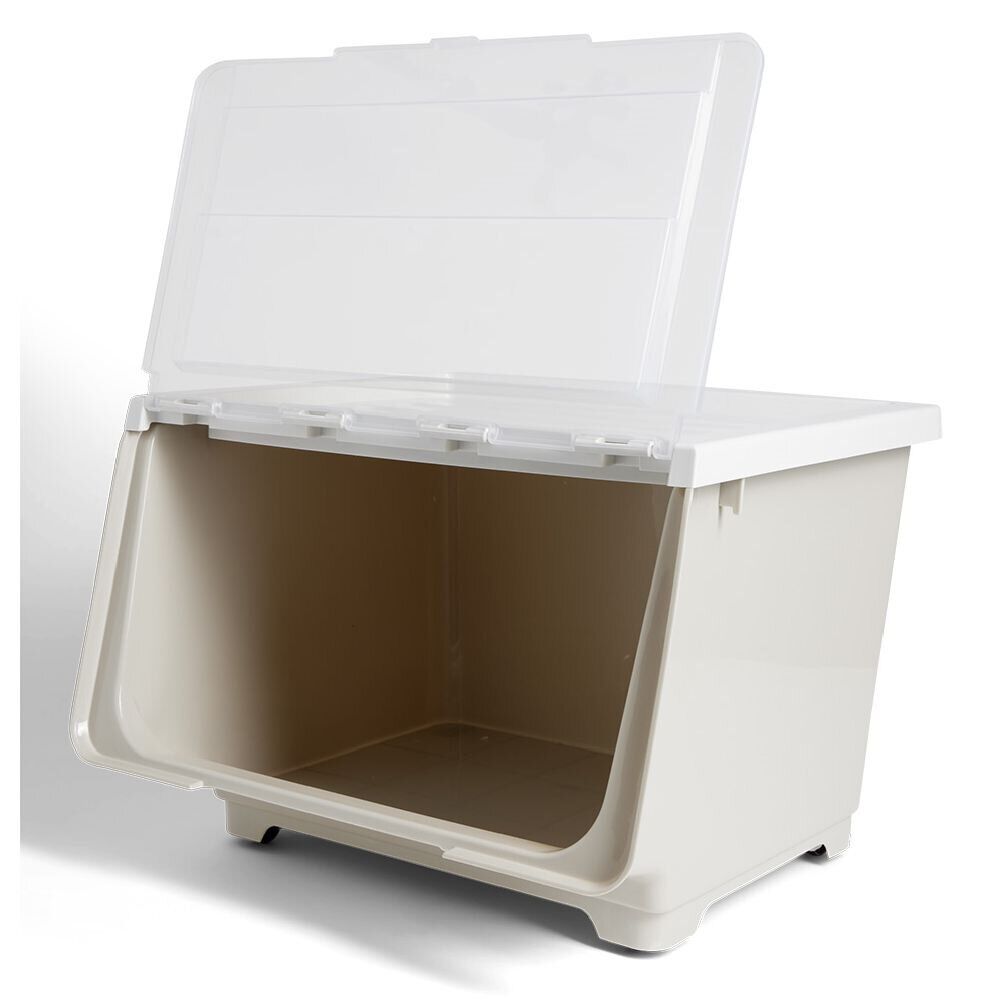 Boîte avec couvercle 45L beige 43xH30,5x39cm