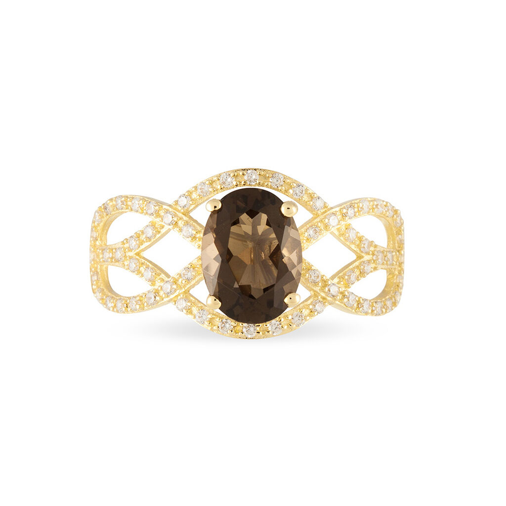Bague Tina Or Jaune Quartz Et Diamant