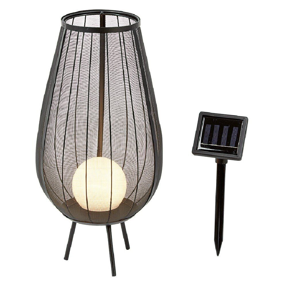 Lanterne solaire métal filaire mesh noir led blanc fixe H44,5 cm