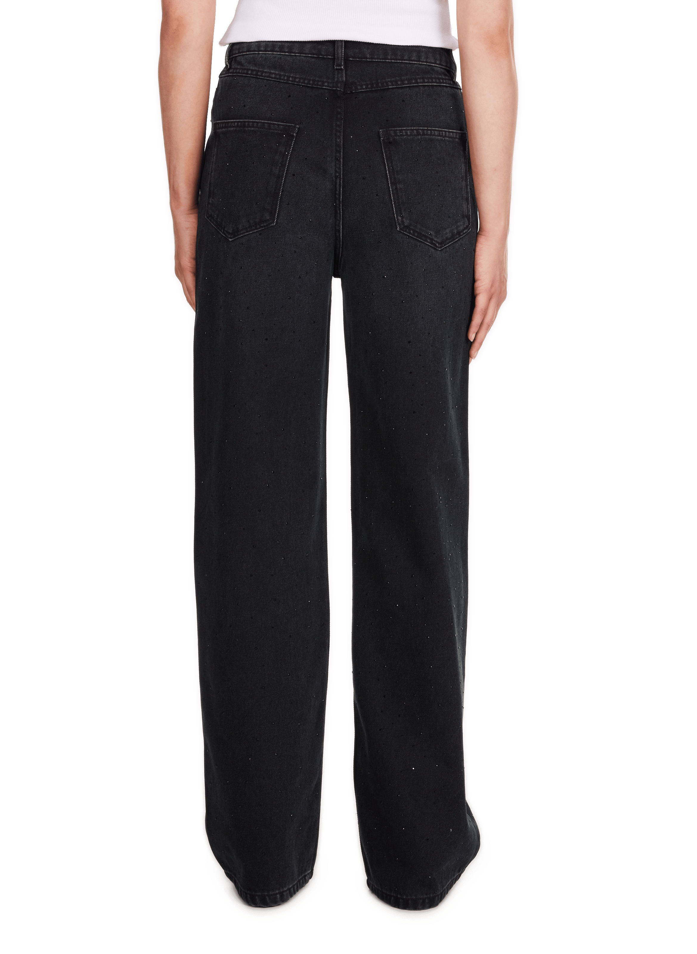 USTRASS - Jean droit strassé en coton | Noir