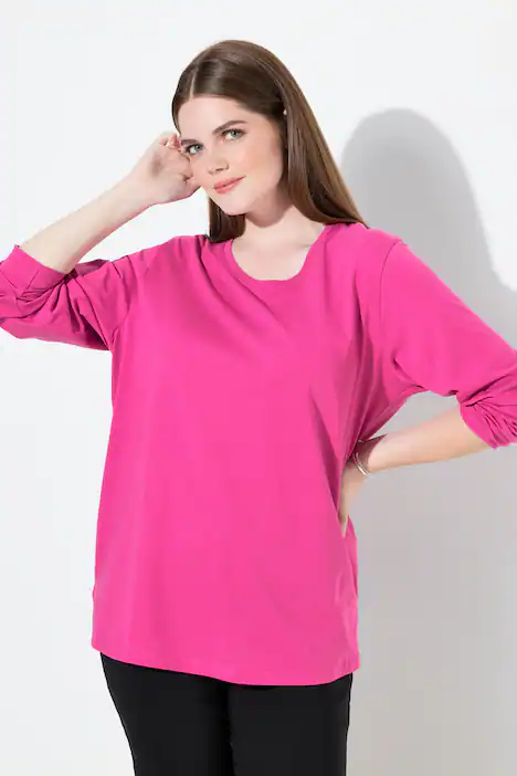 Shirt, Relaxed, Rundhalsausschnitt, Langarm, Sommerbeere